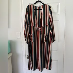 Torrid Georgette Striped Long Sleeve Kimono Duster